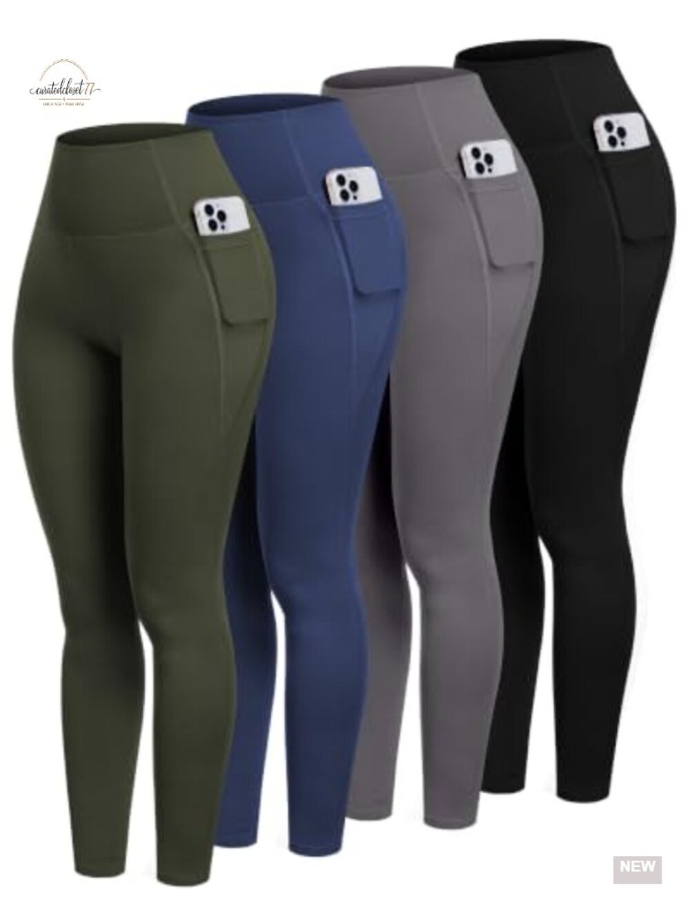 4 Pack High Waisted Leggings with Pockets for Women - Yoga Workout